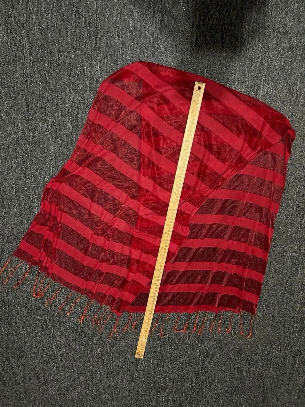 Red Lightweight Striped Fringe Scarf - Women Accessories